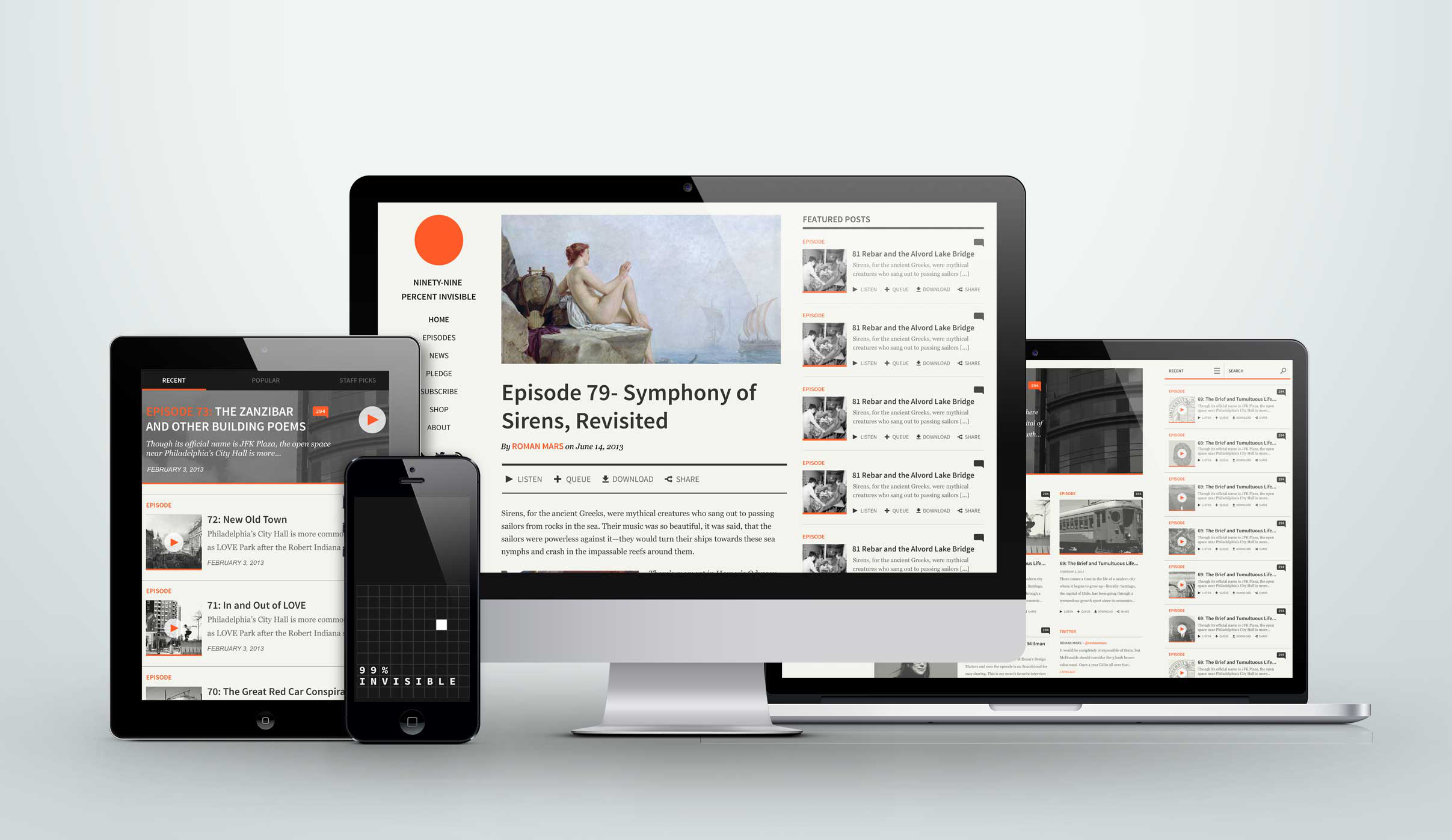 99% Invisible website redesign hero image