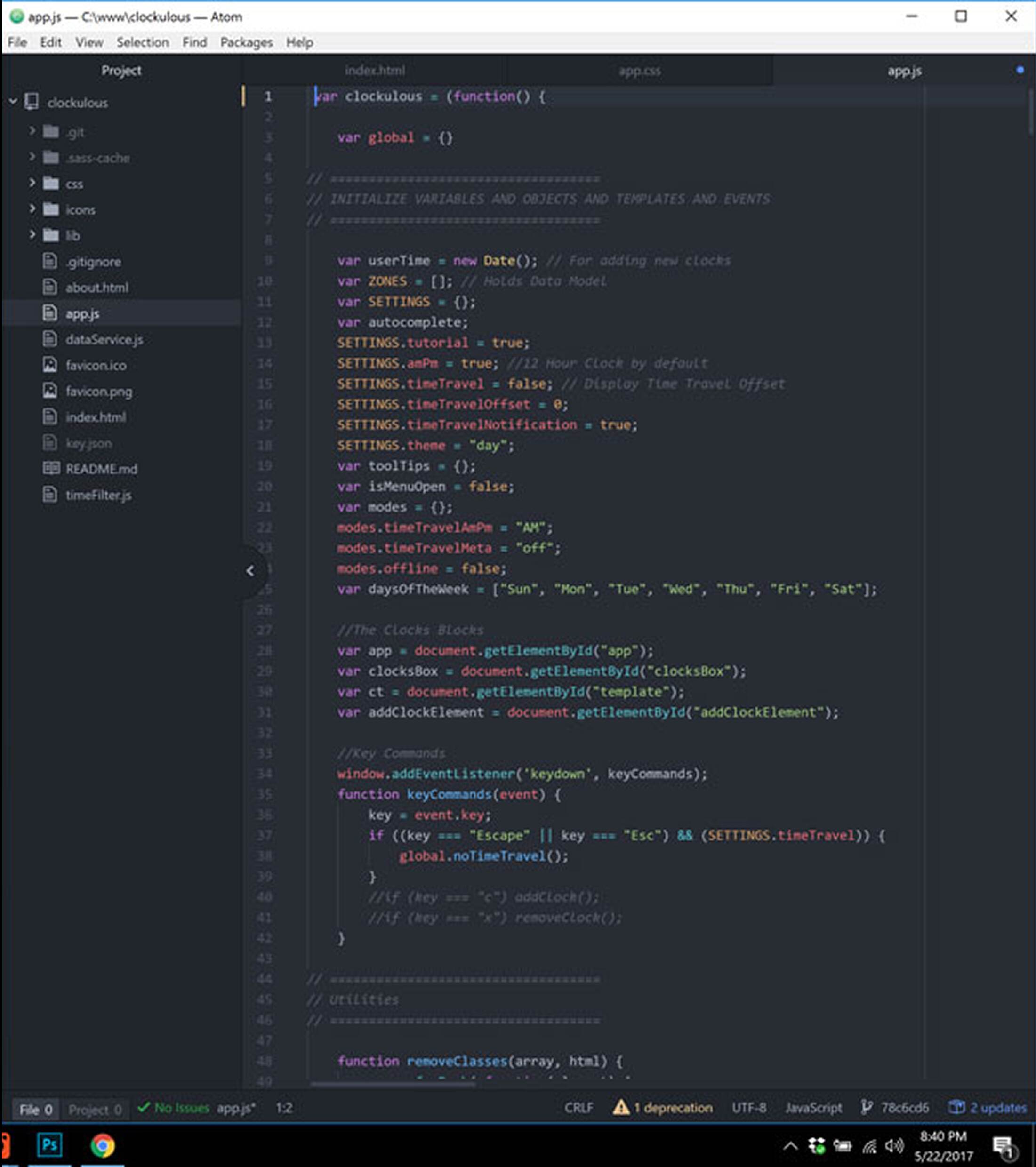 I wrote all the code for the Sweetclocks interface, a practice that helps keep me aligned with development team needs.