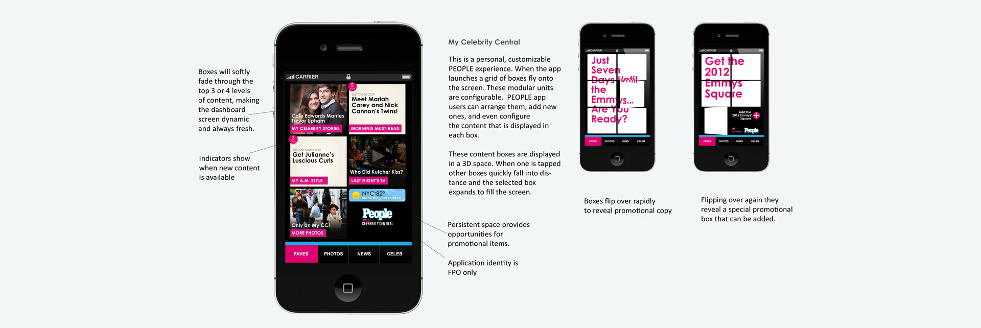 Three-up view of the Star Tracker app screens